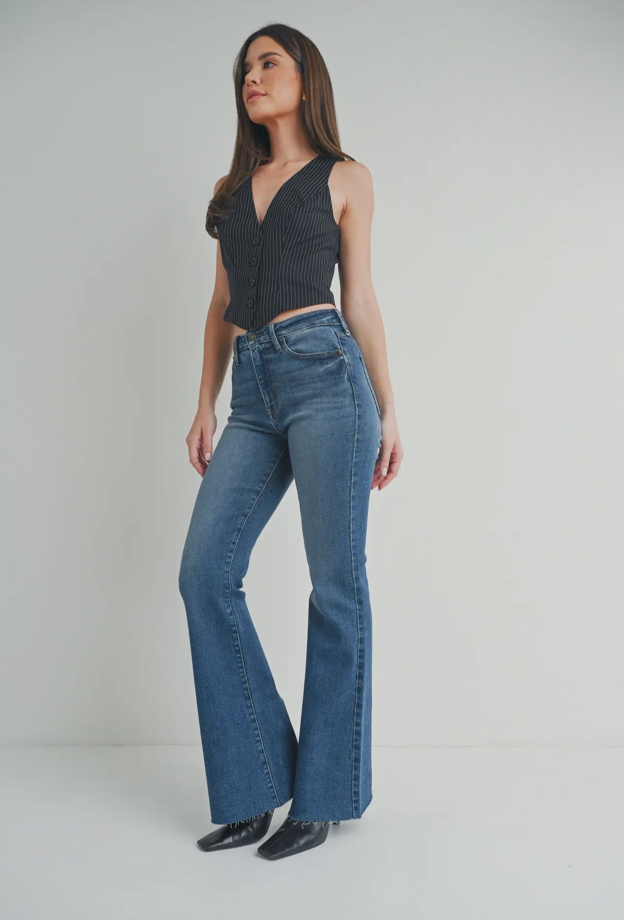 Mid Rise Straight Bootcut Jeans
