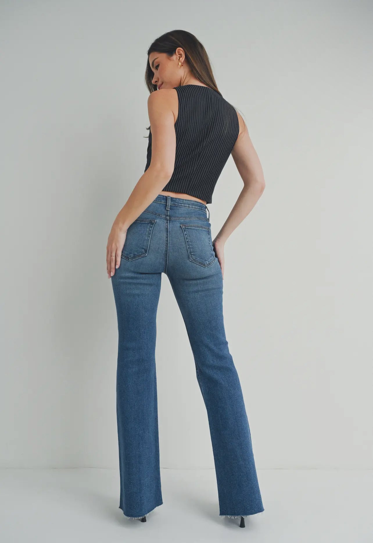 Mid Rise Straight Bootcut Jeans
