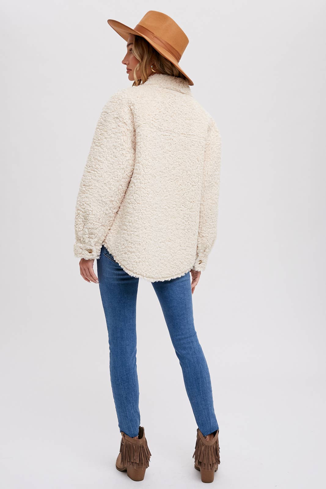 BOUCLE WOVEN JACKET: ECRU