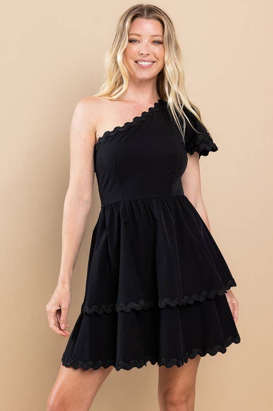 One Shoulder Black Dress