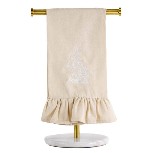 Bunny Ruffle Hand Towel Oat/White 20x28