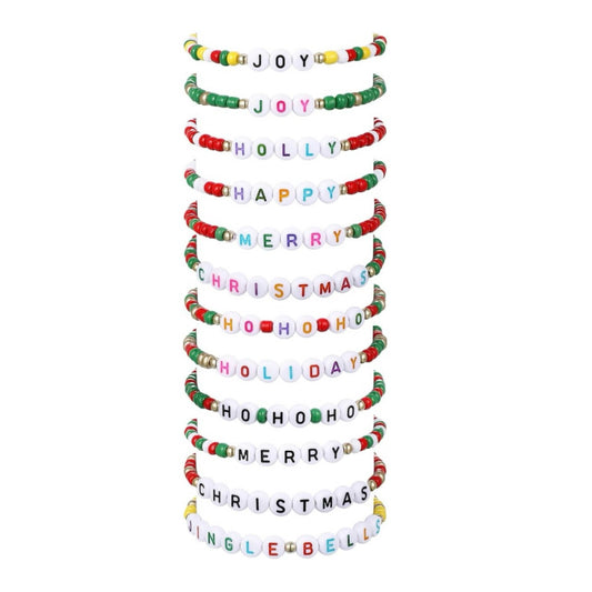 Cute kid Christmas theme beaded bracelet