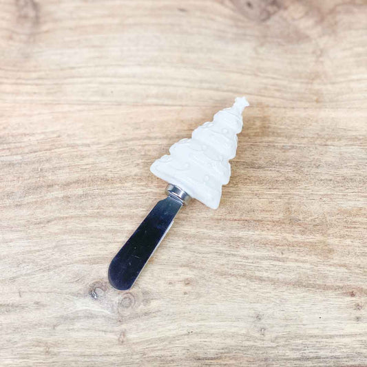 Christmas Tree Embossed Spreader White 5"