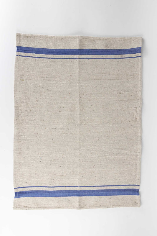 Blue Tan Wide Stripe Tea Towel