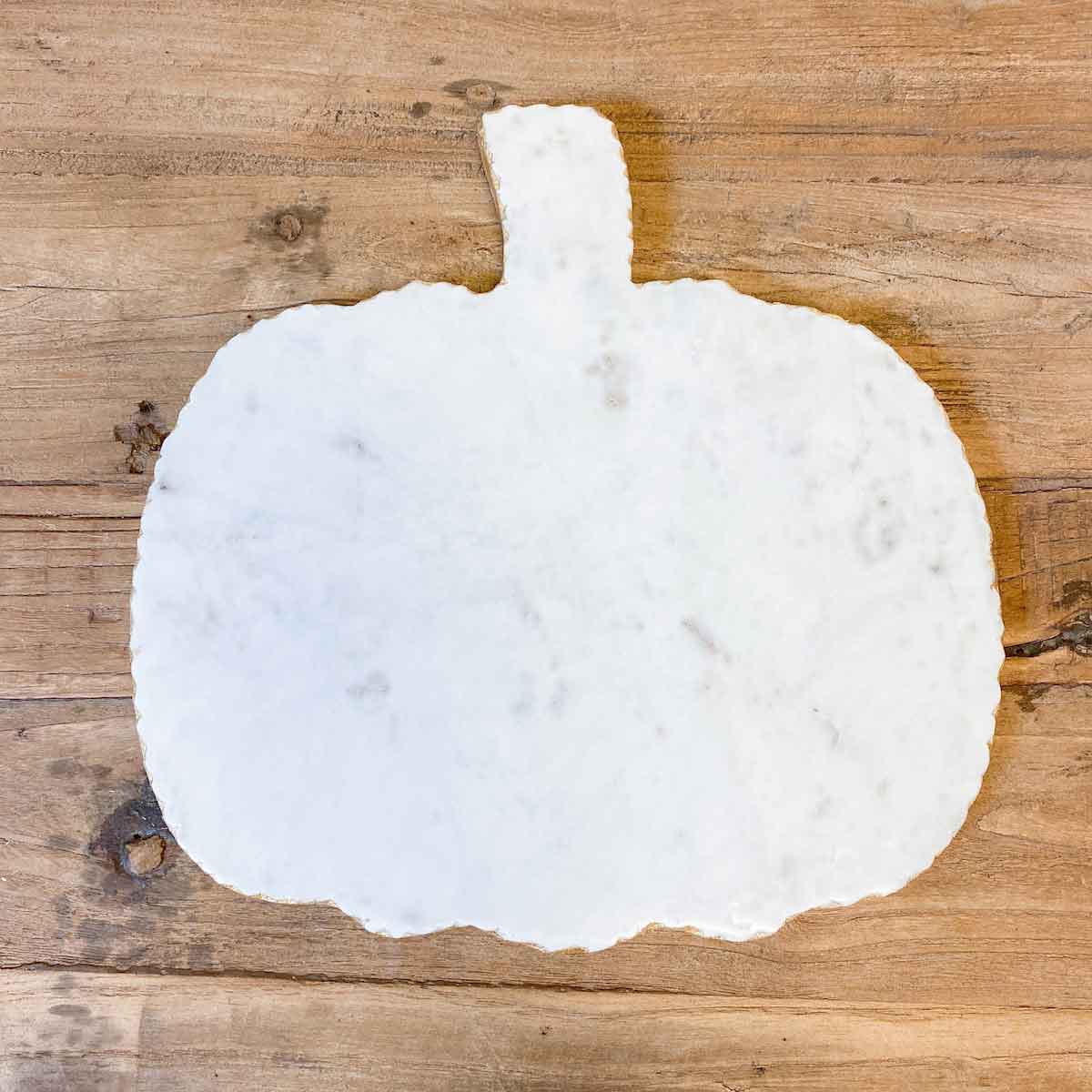 Pumpkin Shaped Marble Serving Board   White/Gold   12x12x0.5