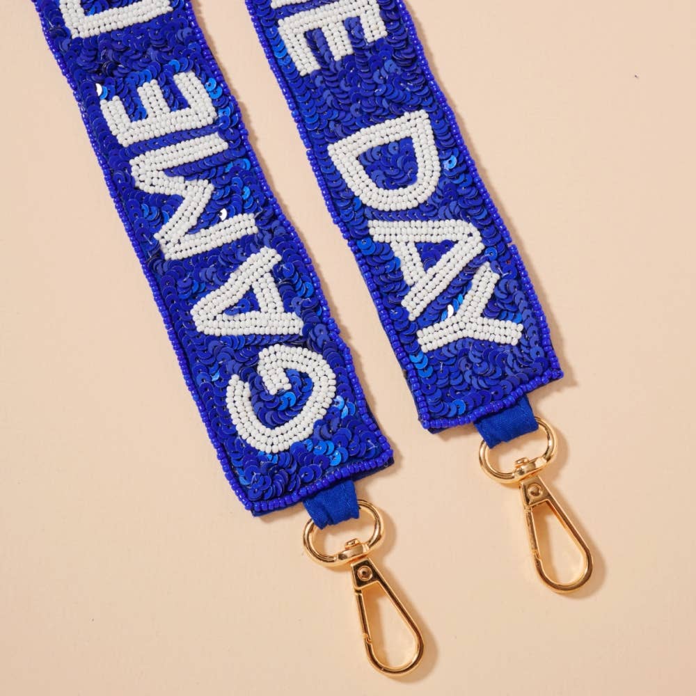 Game Day Seed Beaded Bag Strap: Blue/White / One / B4KBS025