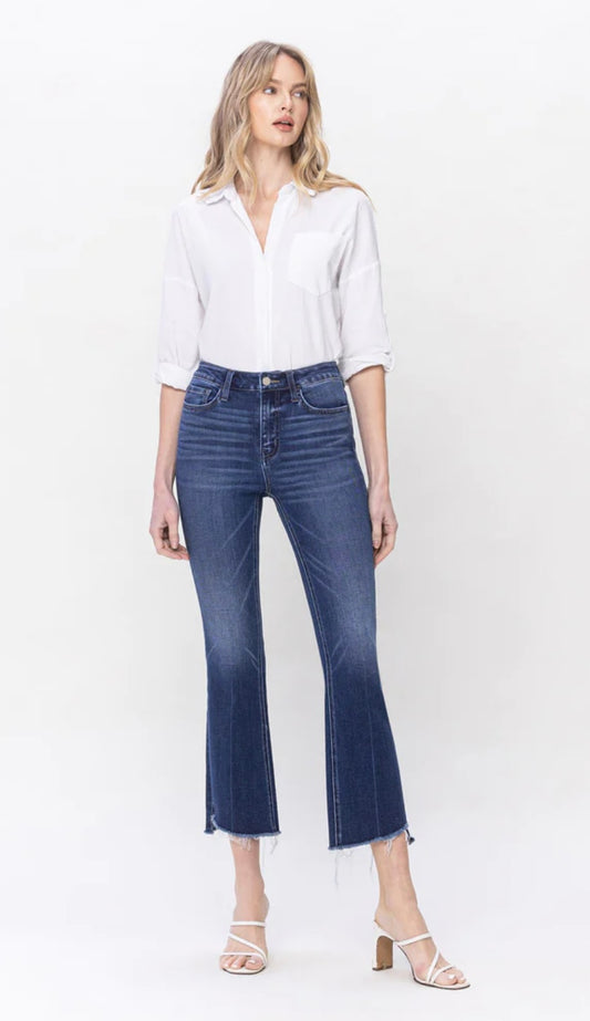 Inspirational- High Rise Raw Hem Kick Flare Jeans