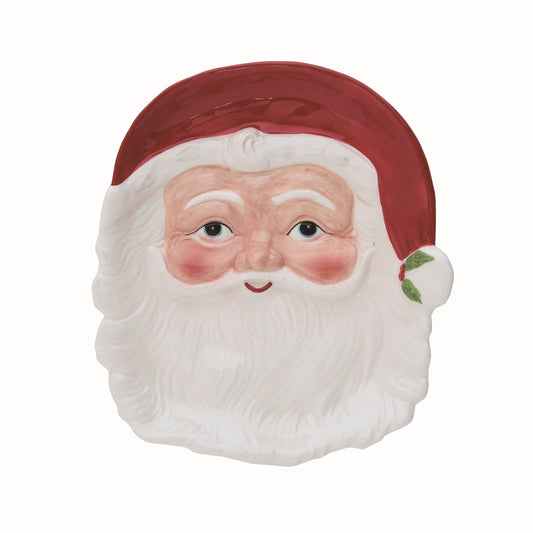 Ceramic White Vintage Santa Shaped Platter