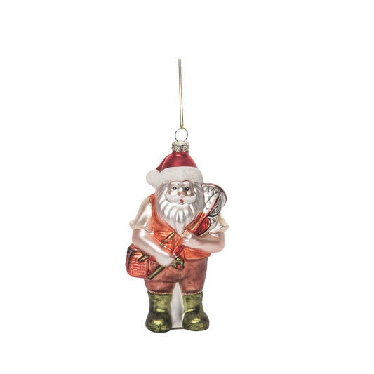 Glass 6 in. Multicolored Christmas Fishin’ Santa Ornament