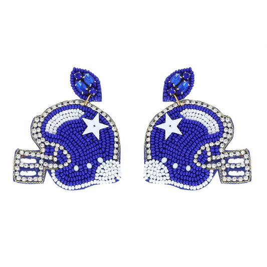 Blue Football Helmet Earrings