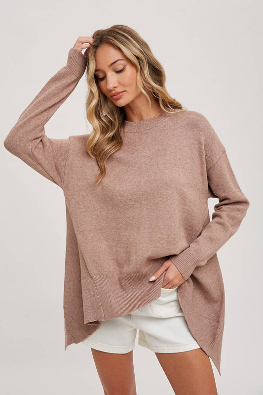 TRAPEZE SWEATER KNIT PULLOVER: LATTE