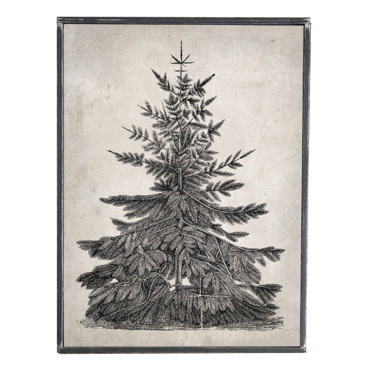 Vintage Print, Evergreen Tree, Wall Decor